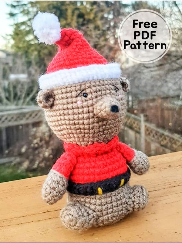 Crochet Santa Bear Amigurumi Free PDF Pattern