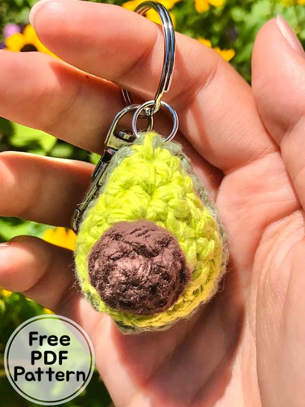 Crochet Avocado Keychain PDF Amigurumi Free Pattern