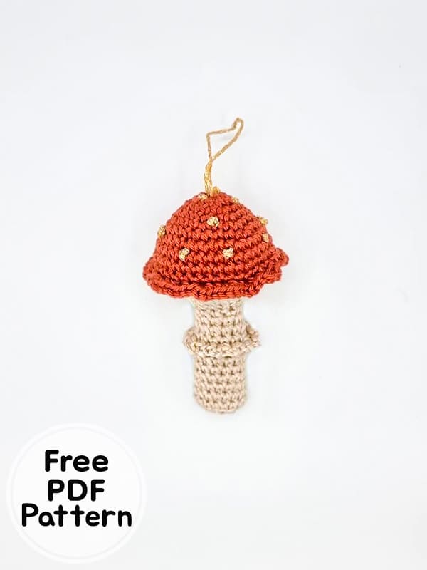 Crochet Mushroom Ornament Amigurumi Free Pattern