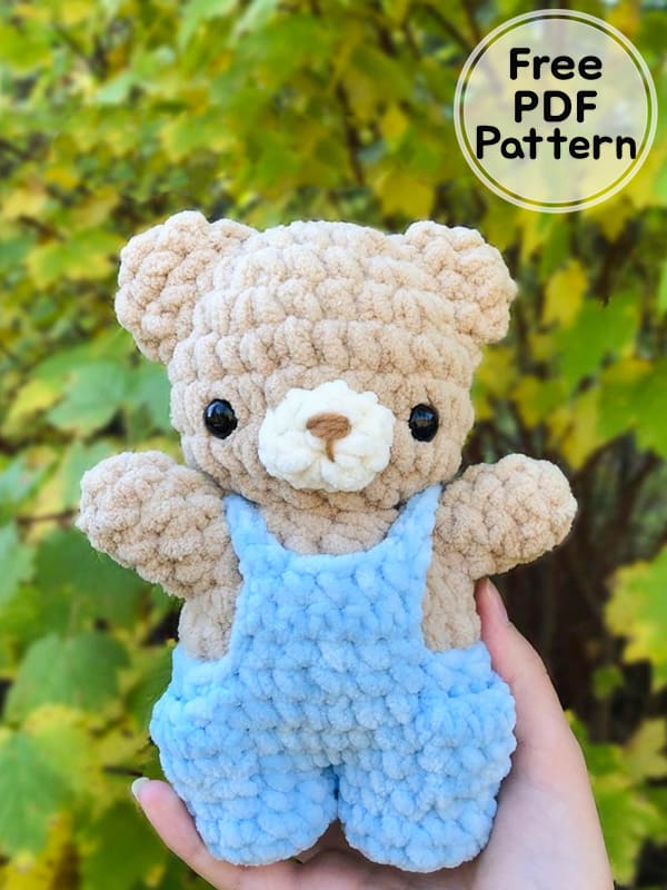 Crochet Bear With Overalls Amigurumi Free Pattern