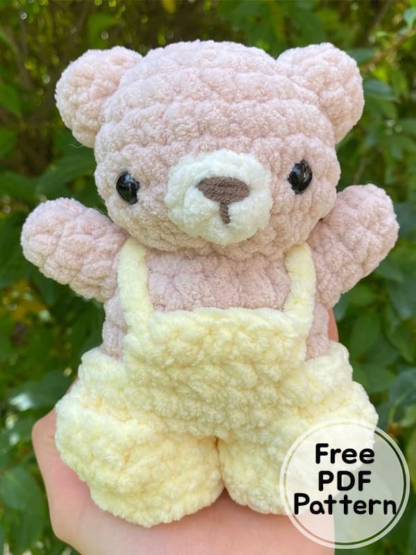 Crochet Bear With Overalls Amigurumi Free Pattern