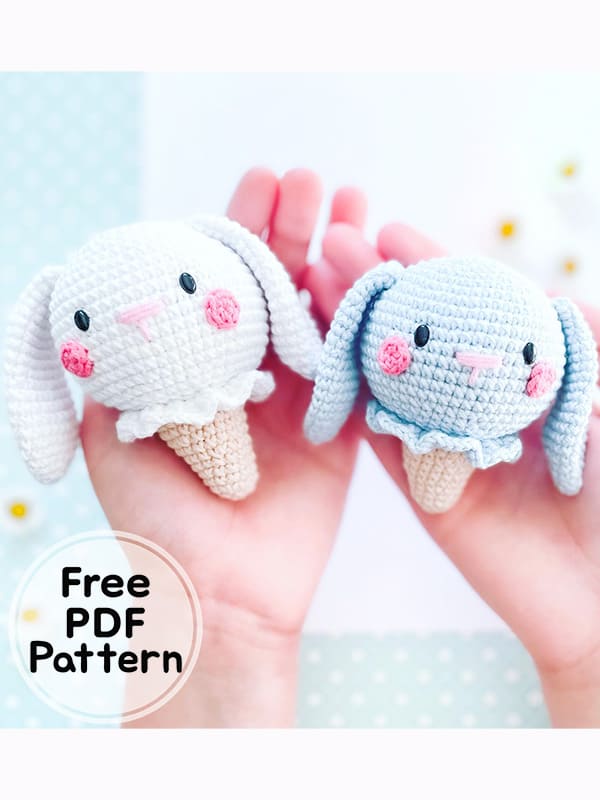 Crochet Bunny Ice Cream Amigurumi PDF Free Pattern