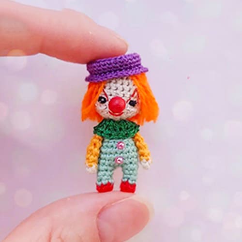 Crochet Doll Clown Amigurumi Keychain PDF Free Pattern