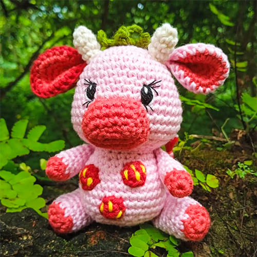 Crochet Strawberry Cow Amigurumi Free Pattern
