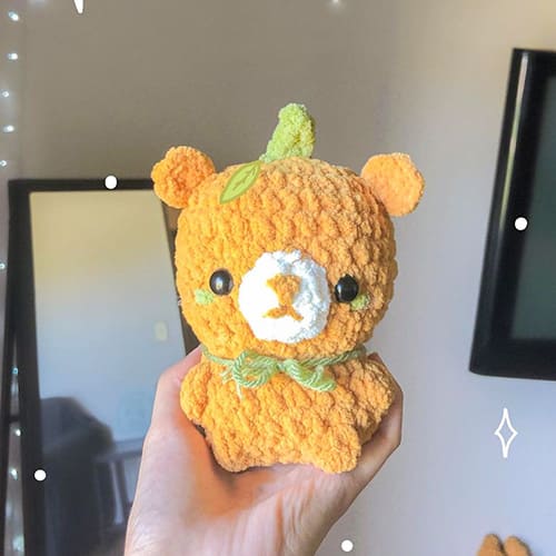 Pumpkin Crochet Kawaii Bear Amigurumi Free Pattern