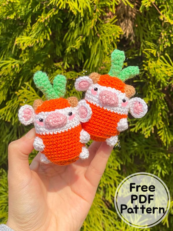 Crochet Cow Carrot Kawaii Amigurumi PDF Free Pattern