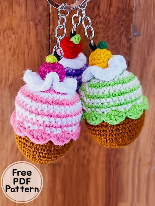 PDF Crochet Cupcake Keychain Amigurumi Free Pattern