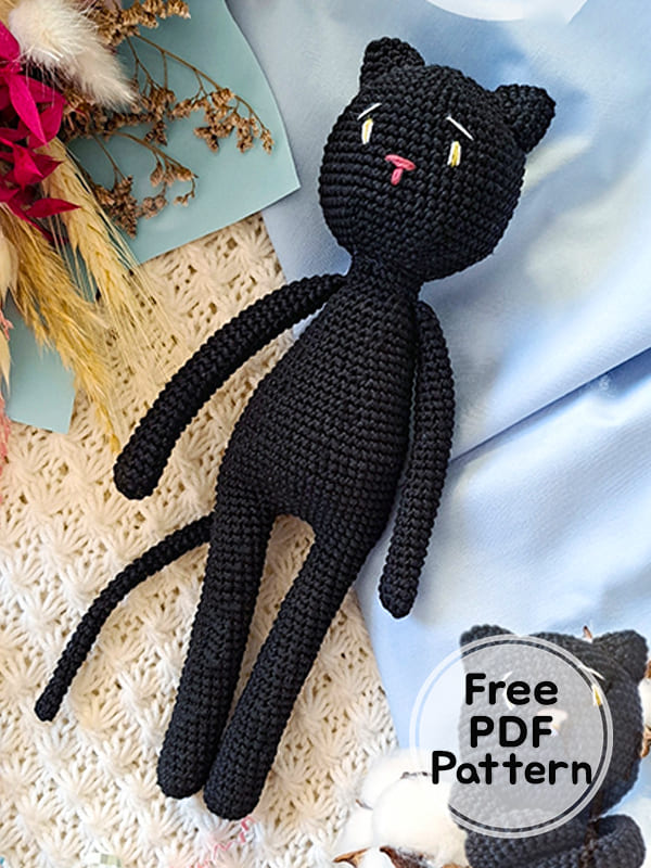Crochet Black Cat Doll Amigurumi PDF Free Pattern