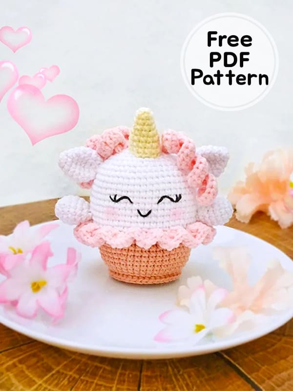 Crochet Unicorn Cupcake Amigurumi Free PDF Pattern
