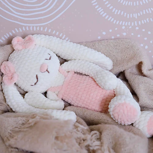 Plush Sleeping Crochet Bunny Amigurumi Free Pattern