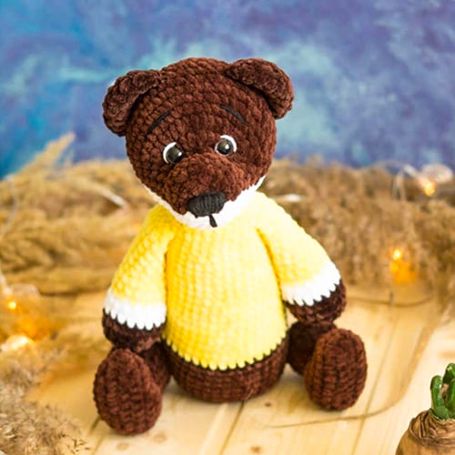 Crochet Brown Teddy Bear Amigurumi PDF Free Pattern
