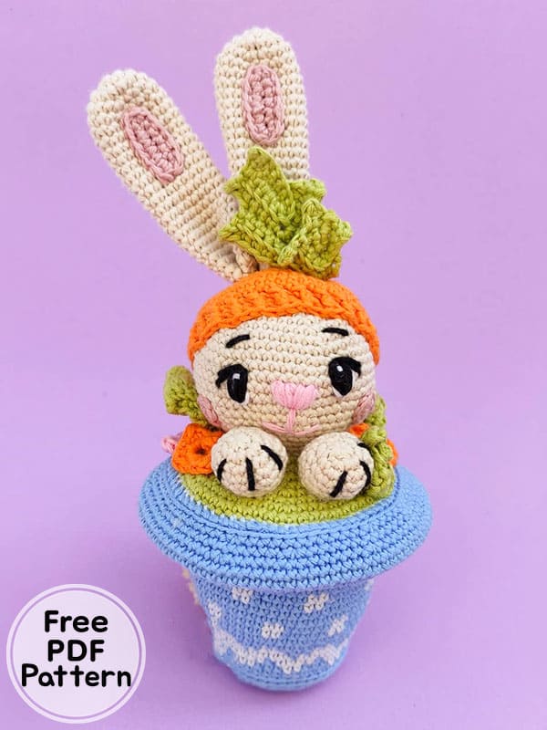 Crochet Bunny in Flowerpot Amigurumi Patterns Free PDF 