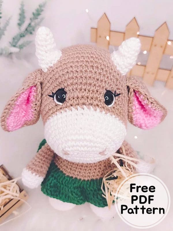 Crochet Cow Amigurumi Doll Free Pattern PDF