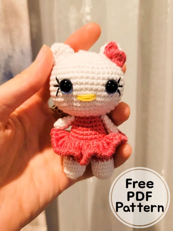 Hello Kitty Crochet Keychain Cat Amigurumi Patterns Free PDF