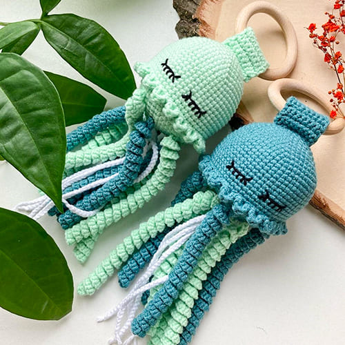 Crochet Jellyfish Rattle Amigurumi PDF Free Pattern