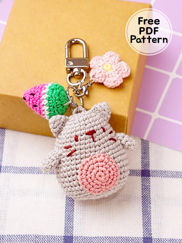 Totoro Cat Crochet Keychain Amigurumi Free Pattern