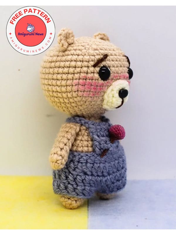 Free crochet teddy bear with overalls PDF pattern (2)