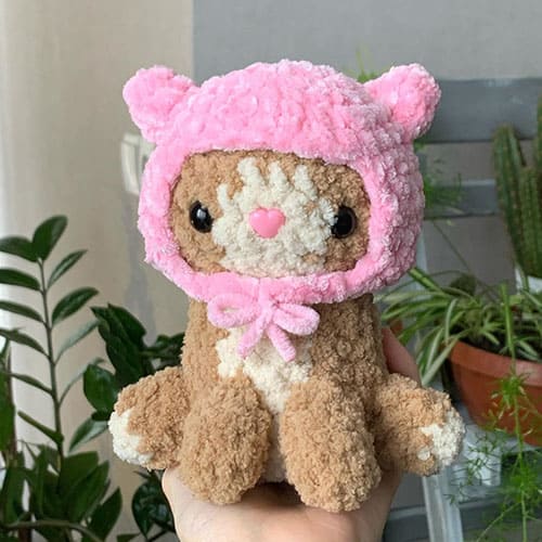 Amigurumi cat with bear hat free pdf pattern