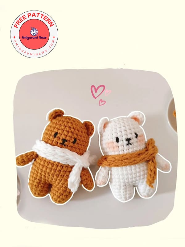 Free crochet bear couple keychain pattern (2)