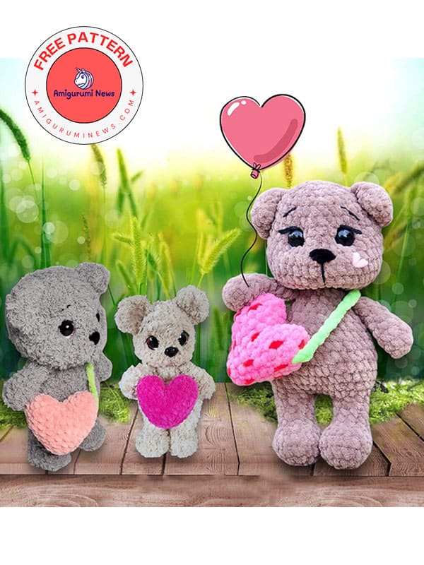 Free crochet teddy bear with heart pattern (2)