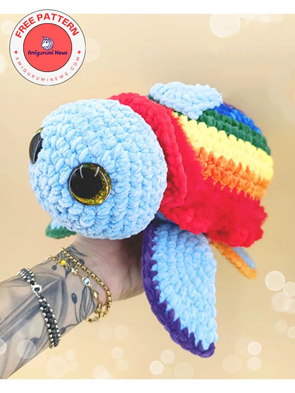 Rainbow sea turtle crochet free pattern (2)