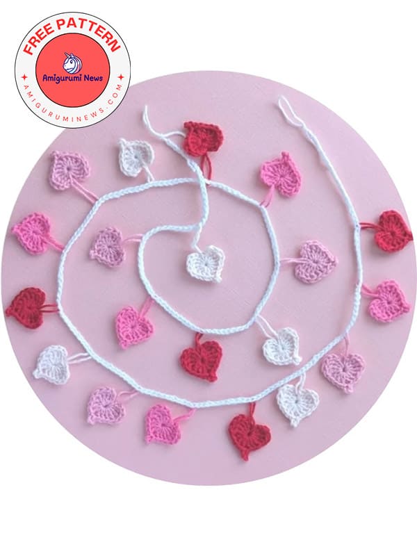 Valentine's day crochet heart garland free pattern