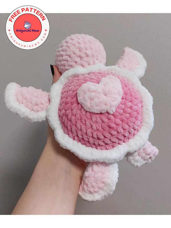 Crochet Valentine's turtle amigurumi free pattern (2)