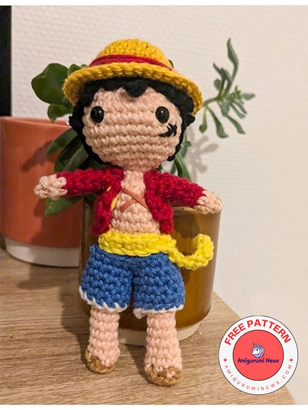 One piece character crochet luffy doll amigurumi free pattern (2)