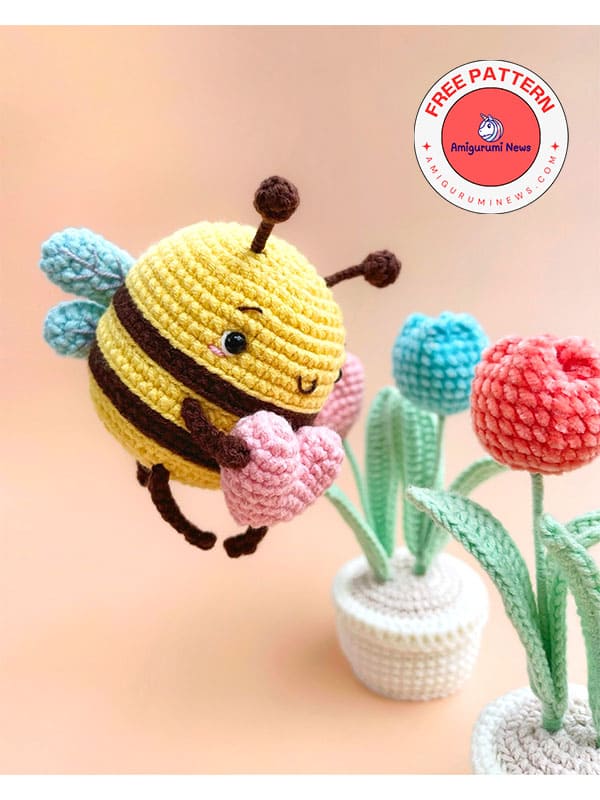 Valentine's Day Free amigurumi crochet bee pattern (2)