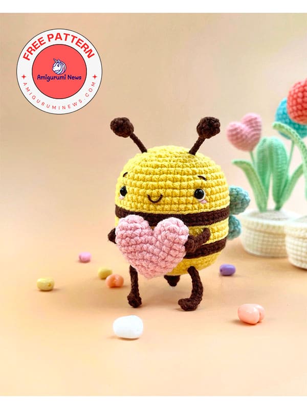 Valentine's Day Free amigurumi crochet bee pattern (3)