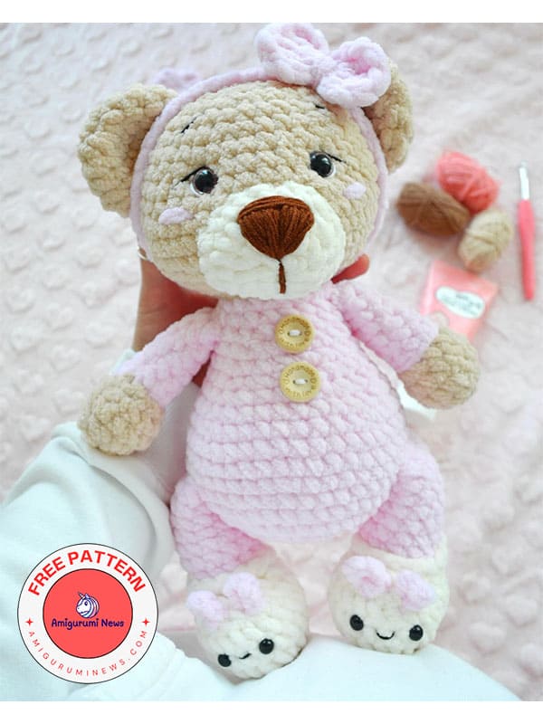 Crochet teddy bear daisy free amigurumi pattern (2)