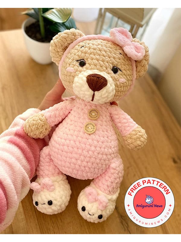 Crochet teddy bear daisy free amigurumi pattern (3)