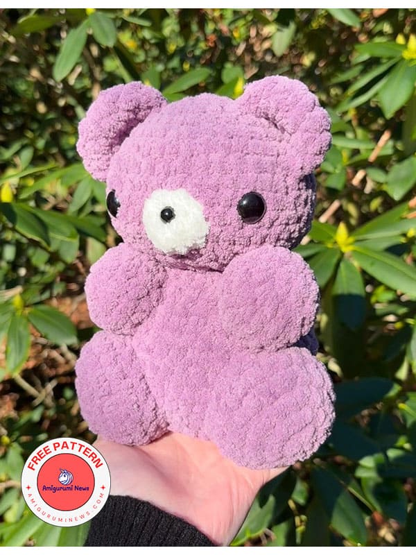 Velvety purple crochet teddy bear pattern (2)