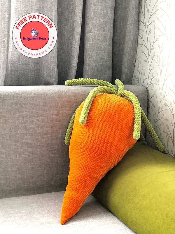 Crochet carrot pillow