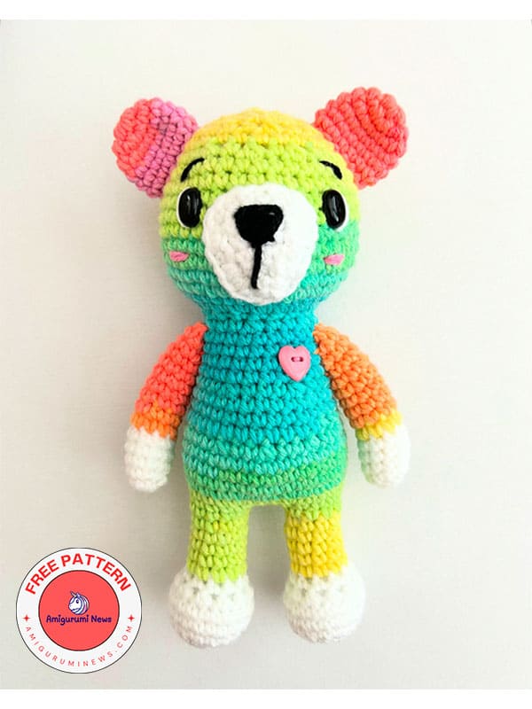 Crochet rainbow bear amigurumi free pattern (2)