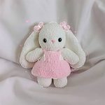 Fluffy crochet bunny with pink dress free amigurumi pattern