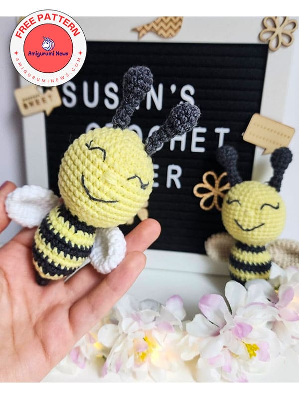 Free little bee crochet amigurumi pattern (2)