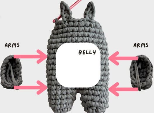 crochet-totoro-bag-attach-arms-belly