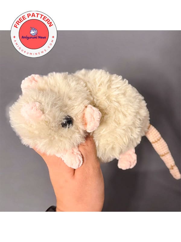 Fuzzy realistic funny crochet rat free amigurumi pattern (2)