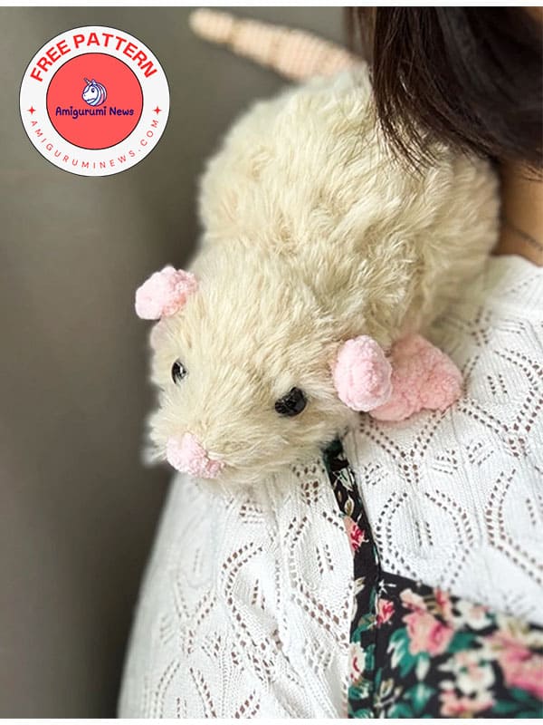 Fuzzy realistic funny crochet rat free amigurumi pattern (3)
