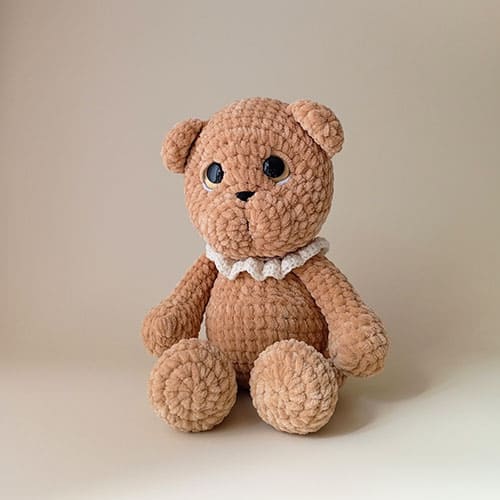 Plush brown teddy bear crochet pattern