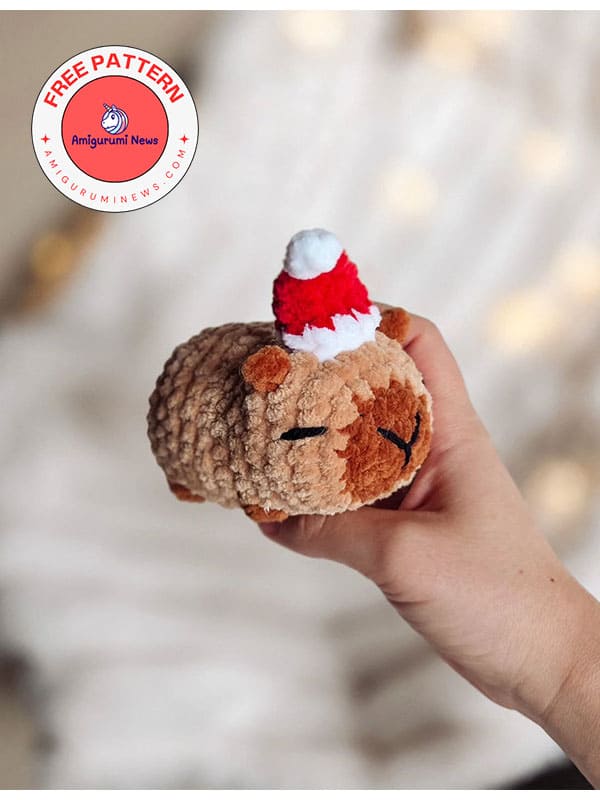Simple christmas crochet capybara free pattern (2)