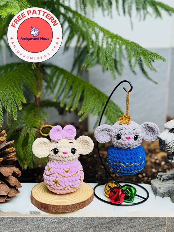 Crochet christmas mouse bauble (3)