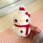 Easy crochet hello kitty snowman keychain free amigurumi pattern