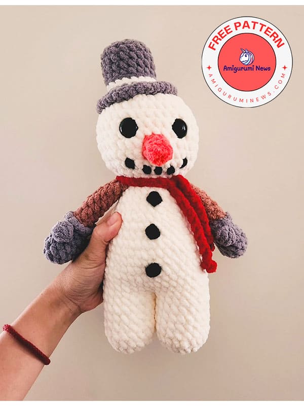 Free Large snowman plush sam crochet amigurumi pattern