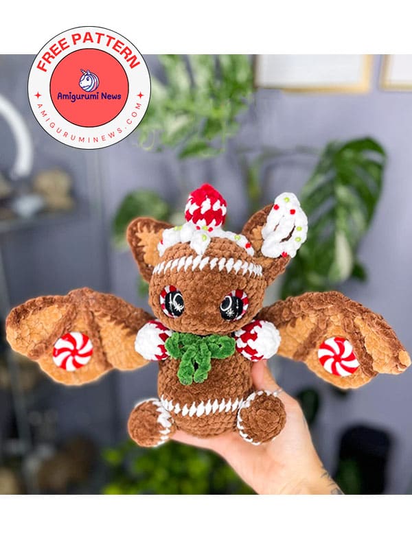 Free crochet gingerbread bat amigurumi pattern (2)