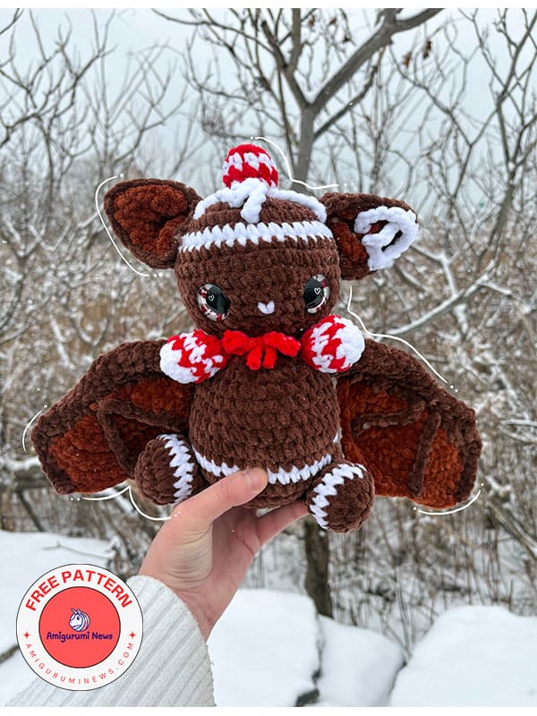 Free crochet gingerbread bat amigurumi pattern (3)