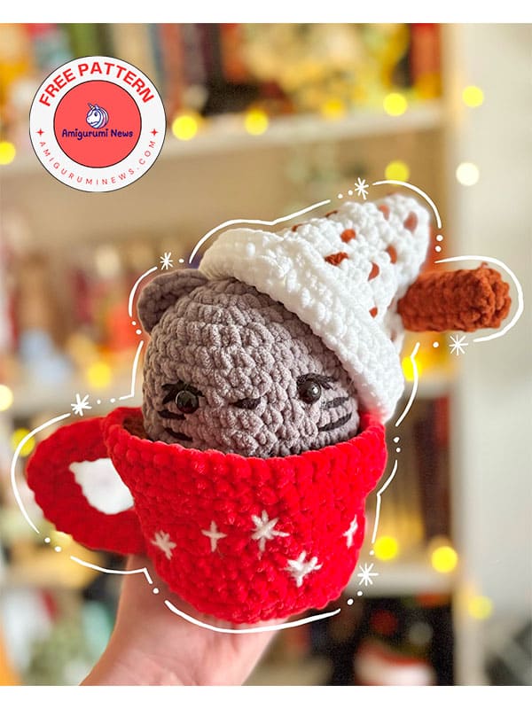 Hot chocolate crochet cat amigurumi free pattern (2)