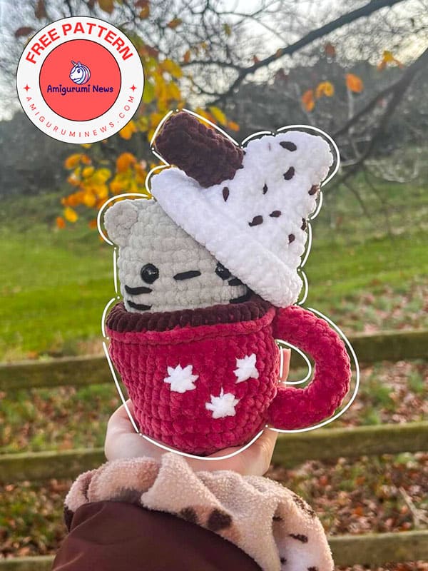Hot chocolate crochet cat amigurumi free pattern (3)
