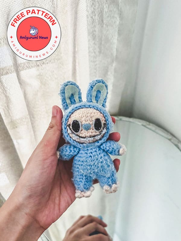 crochet labubu keychain free pattern